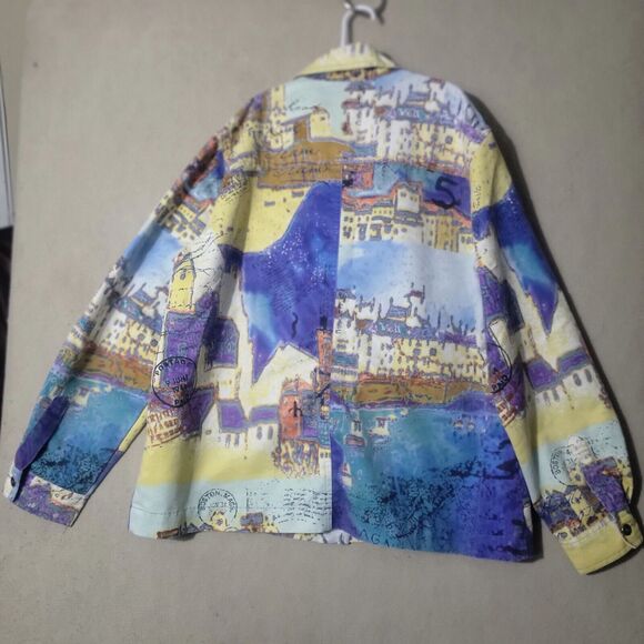 Chico's Colorful Jacket Women's Size 2 Travel Lover Vacation Wear Fun Colorful - Picture 2 of 15